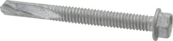 Buildex - #12, Hex Washer Head, Hex Drive, 2" Length Under Head, #5 Point, Self Drilling Screw - Steel - Apex Tool & Supply