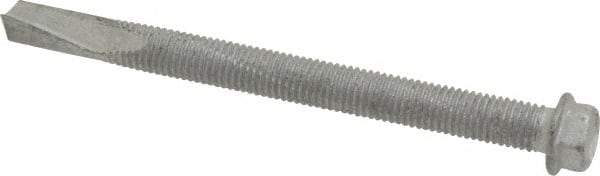 Buildex - 1/4", Hex Washer Head, Hex Drive, 3" Length Under Head, #5 Point, Self Drilling Screw - Steel - Apex Tool & Supply