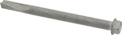Buildex - 1/4", Hex Washer Head, Hex Drive, 3" Length Under Head, #5 Point, Self Drilling Screw - Steel - Apex Tool & Supply