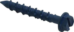 Made in USA - 3/16" Diam, 1-1/4" Length Under Head, Hex Drive, Concrete Screw & Masonry Fastener - Steel, Blue Climaseal Finish, Includes Drill Bit - Apex Tool & Supply