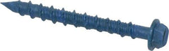 Made in USA - 3/16" Diam, 1-3/4" Length Under Head, Hex Drive, Concrete Screw & Masonry Fastener - Steel, Blue Climaseal Finish, Includes Drill Bit - Apex Tool & Supply