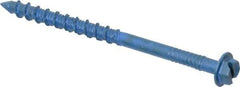 Made in USA - 3/16" Diam, 2-3/4" Length Under Head, Hex Drive, Concrete Screw & Masonry Fastener - Steel, Blue Climaseal Finish, Includes Drill Bit - Apex Tool & Supply