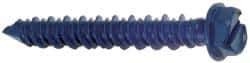 Made in USA - 1/4" Diam, 3-3/4" Length Under Head, Hex Drive, Concrete Screw & Masonry Fastener - Steel, Blue Climaseal Finish, Includes Drill Bit - Apex Tool & Supply