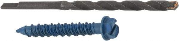 Made in USA - 1/4" Diam, 1-3/4" Length Under Head, Hex Drive, Concrete Screw & Masonry Fastener - Steel, Blue Climaseal Finish, Includes Drill Bit - Apex Tool & Supply