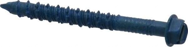 Made in USA - 1/4" Diam, 2-1/4" Length Under Head, Hex Drive, Concrete Screw & Masonry Fastener - Steel, Blue Climaseal Finish, Includes Drill Bit - Apex Tool & Supply