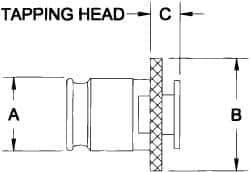 Parlec - 0.76" Tap Shank Diam, 0.57" Tap Square Size, 15/16" Tap, #3 Tapping Adapter - 1.77" Projection, 1.89" Shank OD, Series Numertap 300 - Exact Industrial Supply