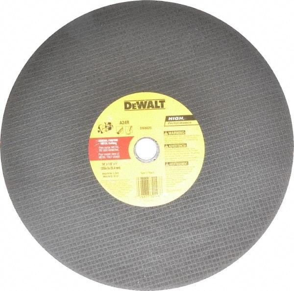 DeWALT - 14" Aluminum Oxide Cutoff Wheel - 1/8" Thick, 1" Arbor, 5,500 Max RPM, Use with Circular Saws - Apex Tool & Supply