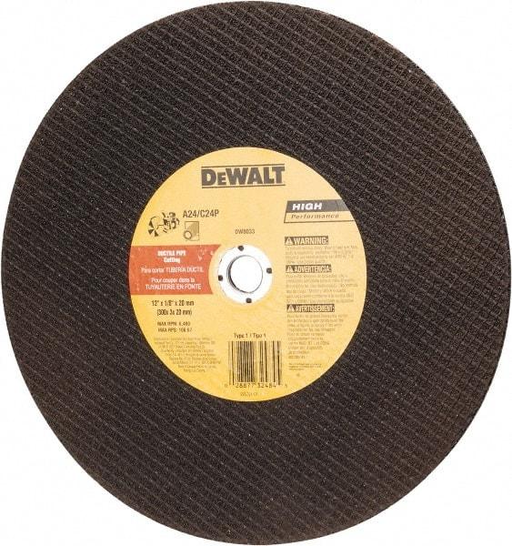 DeWALT - 12" Aluminum Oxide/Silicon Carbide Blend Cutoff Wheel - 1/8" Thick, 20mm Arbor, 6,400 Max RPM, Use with Circular Saws - Apex Tool & Supply