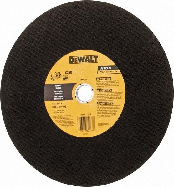 DeWALT - 12" Silicon Carbide Cutoff Wheel - 5/32" Thick, 1" Arbor, 6,400 Max RPM, Use with Circular Saws - Apex Tool & Supply