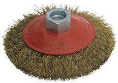 Value Collection - 4" OD, M14x2.00 Arbor Hole, Crimped Steel Wheel Brush - 3/4" Face Width, 0.012" Filament Diam, 12,500 RPM - Apex Tool & Supply