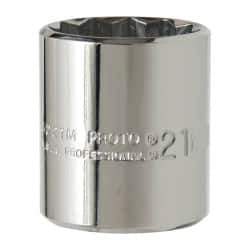 Proto - 3/8" Drive, Standard Hand Socket - 12 Points, 1-3/16" OAL, Chrome Vanadium, Chrome Finish - Apex Tool & Supply