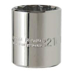 Proto - 3/8" Drive, Standard Hand Socket - 12 Points, 1-3/16" OAL, Chrome Vanadium, Chrome Finish - Apex Tool & Supply
