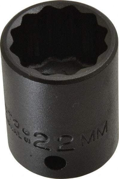 Proto - 1/2" Drive 22mm Standard Impact Socket - 12 Points, 1-1/2" OAL - Apex Tool & Supply