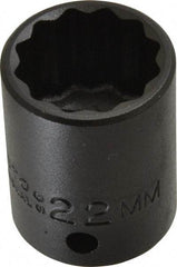 Proto - 1/2" Drive 22mm Standard Impact Socket - 12 Points, 1-1/2" OAL - Apex Tool & Supply