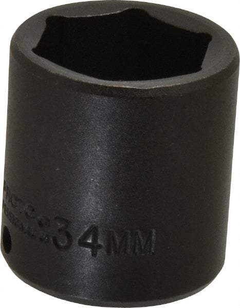 Proto - 1/2" Drive 34mm Standard Impact Socket - 6 Points, 2" OAL - Apex Tool & Supply