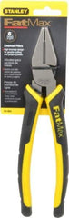 Stanley - 8-3/8" OAL, 1-1/2" Jaw Length x 1" Jaw Width, Side Cutting Linesman's Pliers - Serrated Jaw, Flat Nose Head, Bi-Material Cushion Grip Handles - Apex Tool & Supply