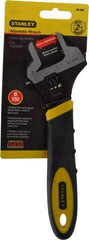 Stanley - 1-1/8" Jaw Capacity, 8" Standard Adjustable Wrench - Chrome Vanadium Steel, Black Finish, 8-1/2" OAL - Apex Tool & Supply