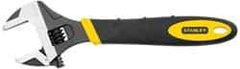 Stanley - 1-3/8" Jaw Capacity, 10" Standard Adjustable Wrench - Chrome Vanadium Steel, Black Finish, 10-1/2" OAL - Apex Tool & Supply