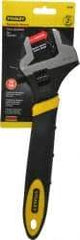 Stanley - 1-1/2" Jaw Capacity, 12" Standard Adjustable Wrench - Chrome Vanadium Steel, Black Finish, 12" OAL - Apex Tool & Supply