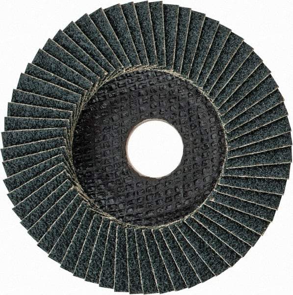 PFERD - 40 Grit, 4-1/2" Disc Diam, 7/8" Center Hole, Type 27 Zirconia Alumina Flap Disc - 13,300 Max RPM, Fiberglass Backing, Arbor Attaching System, Coated - Apex Tool & Supply