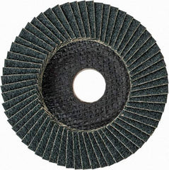 PFERD - 40 Grit, 4-1/2" Disc Diam, 7/8" Center Hole, Type 27 Zirconia Alumina Flap Disc - 13,300 Max RPM, Fiberglass Backing, Arbor Attaching System, Coated - Apex Tool & Supply