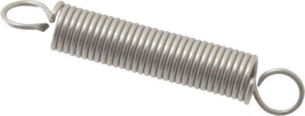 Made in USA - 1/8" OD, 1.44 Lb Max Load, 1.38" Max Ext Len, 0.016" Wire Diam Stainless Steel Extension Spring - 2 Lb/In Rating, 0.21 Lb Init Tension, 3/4" Free Length - Apex Tool & Supply