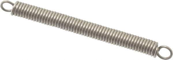 Made in USA - 1/8" OD, 3.97 Lb Max Load, 2.05" Max Ext Len, 0.023" Wire Diam Stainless Steel Extension Spring - 5.91 Lb/In Rating, 0.92 Lb Init Tension, 1-1/2" Free Length - Apex Tool & Supply