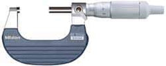 Mitutoyo - 25 to 50mm Range, 0.01mm Graduation, Mechanical Outside Micrometer - Ratchet Stop Thimble, Accurate to 0.0001" - Apex Tool & Supply