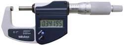 Mitutoyo - 0.001 mm Resolution, Standard Throat, Electronic Outside Micrometer - Includes Stand - Apex Tool & Supply