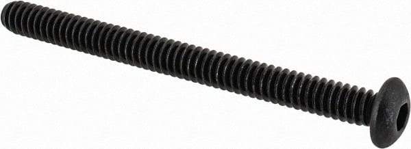 Value Collection - #10-24 UNC Hex Socket Drive, Button Screw - Alloy Steel, Black Oxide Finish, Fully Threaded, 2-1/4" Length Under Head - Apex Tool & Supply
