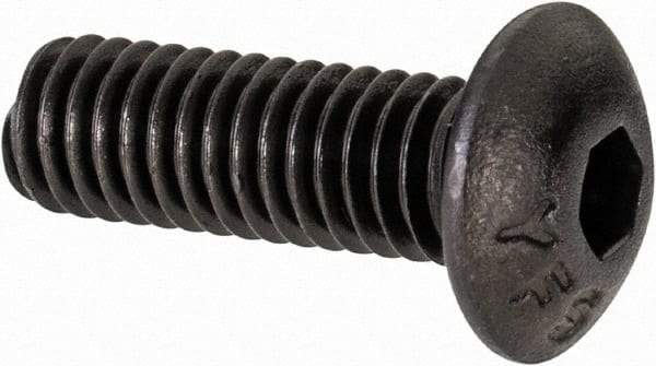 Value Collection - #8-36 UNF Hex Socket Drive, Button Screw - Alloy Steel, Black Oxide Finish, Fully Threaded, 1/2" Length Under Head - Apex Tool & Supply