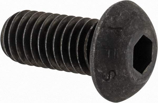 Value Collection - 7/16-14 UNC Hex Socket Drive, Button Screw - Alloy Steel, Black Oxide Finish, Fully Threaded, 1" Length Under Head - Apex Tool & Supply