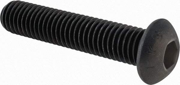 Value Collection - 1/2-13 UNC Hex Socket Drive, Button Screw - Alloy Steel, Black Oxide Finish, Fully Threaded, 2-1/2" Length Under Head - Apex Tool & Supply