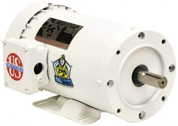 US Motors - 3/4 hp, TENV Enclosure, No Thermal Protection, 3,450 RPM, 208-230/460 Volt, 60 Hz, Three Phase Energy Efficient Motor - Size 56C Frame, C-Face/Base Mount, 1 Speed, Ball Bearings, 2.4-2.2/1.1 Full Load Amps, F Class Insulation, Reversible - Apex Tool & Supply