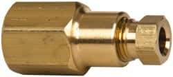 Parker - 1/4" OD, Brass Female Connector - 2,100 Max Working psi, 11/16" Hex, Comp x FNPT Ends - Apex Tool & Supply