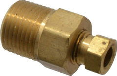 Parker - 1/4" OD, Brass Male Connector - 2,100 Max Working psi, 11/16" Hex, Comp x MNPT Ends - Apex Tool & Supply