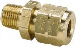 Parker - 3/8" OD, Brass Male Connector - 400 Max Working psi, 11/16" Hex, Comp x MNPT Ends - Apex Tool & Supply