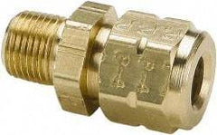 Parker - 3/8" OD, Brass Male Connector - 400 Max Working psi, 11/16" Hex, Comp x MNPT Ends - Apex Tool & Supply