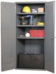 Durham - 4 Shelf Locking Storage Cabinet - Steel, 36" Wide x 18" Deep x 72" High, Gray - Apex Tool & Supply