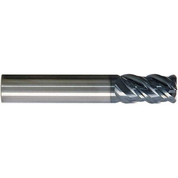 SGS - 1/2", 4 Flute, Single End, Solid Carbide, 0.0250 - 0.0300" Corner Radius End Mill - 3-1/4" OAL, Right Hand Flute, 1-1/4" LOC, Right Hand Cut - Apex Tool & Supply