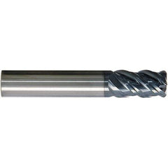 SGS - 1/2", 4 Flute, Single End, Solid Carbide, 0.0250 - 0.0300" Corner Radius End Mill - 3-1/4" OAL, Right Hand Flute, 1-1/4" LOC, Right Hand Cut - Apex Tool & Supply