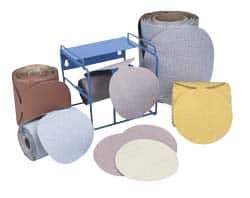 Norton - 5" Diam, 120 Grit Ceramic Adhesive PSA Disc - Medium Grade, Maroon, F Weighted Backing, Flexible - Apex Tool & Supply