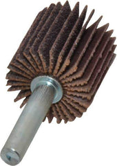 Norton - 1" Diam x 1" Face Width, Medium Aluminum Oxide Coated Mounted Flap Wheel - 1/4" Shank Mount, 60 Grit, Cloth Backing, 30,000 Max RPM - Apex Tool & Supply