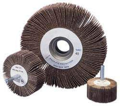 Norton - 3-1/2" Diam, 120 Grit Aluminum Oxide Unmounted Flap Wheel - 5/8" Hole, 1" Wide, Coated, Fine Grade, 12,000 Max RPM - Apex Tool & Supply