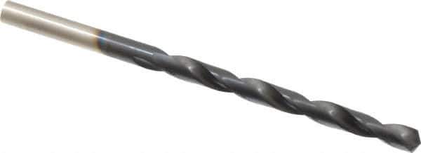 Hertel - #5 135° Cobalt Jobber Drill - TiAlN Finish, Right Hand Cut, Spiral Flute, Straight Shank, 3-3/4" OAL, Split Point - Apex Tool & Supply