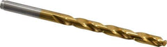 Hertel - Letter E (1/4) 135° Cobalt Jobber Drill - TiN Finish, Right Hand Cut, Spiral Flute, Straight Shank, 4" OAL, Split Point - Apex Tool & Supply