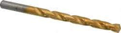 Hertel - 21/64" 135° Cobalt Jobber Drill - TiN Finish, Right Hand Cut, Spiral Flute, Straight Shank, 4-5/8" OAL, Split Point - Apex Tool & Supply