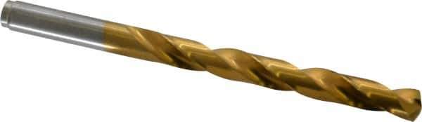 Hertel - 11/32" 135° Cobalt Jobber Drill - TiN Finish, Right Hand Cut, Spiral Flute, Straight Shank, 4-3/4" OAL, Split Point - Apex Tool & Supply