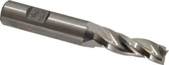Made in USA - 1.5° Taper Angle per Side, 3/8" Small End Diam, 1-1/4" LOC, High Speed Steel 3 Flute Tapered Square End Mill - 3-1/4" OAL, 1/2" Shank Diam, Spiral Flute - Apex Tool & Supply