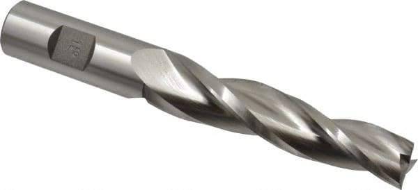 Made in USA - 1.5° Taper Angle per Side, 5/8" Small End Diam, 3-1/4" LOC, High Speed Steel 3 Flute Tapered Square End Mill - 5-1/2" OAL, 3/4" Shank Diam, Spiral Flute - Apex Tool & Supply